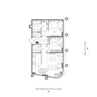 Планировка двухкомнатной(квартира) площадью 75.06 квадратных метров в “ЖК Преображенская Площадь”