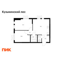 Планировка двухкомнатной(квартира) площадью 49 квадратных метров в “ЖК Кузьминский лес”