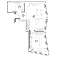 Планировка однокомнатной(квартира) площадью 46.44 квадратных метров в “УНО Горбунова”
