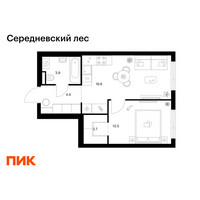 Планировка однокомнатной(квартира) площадью 38.1 квадратных метров в “ЖК Середневский лес”