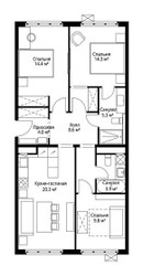 Планировка трехкомнатной(квартира) площадью 80.6 квадратных метров в ЖК “ЖК Эко Видное 2.0”