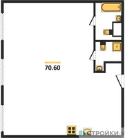 Планировка двухкомнатной(квартира) площадью 70.6 квадратных метров в “ЖК Nametkin Tower (Наметкин Тауэр)”