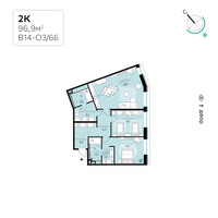 Планировка двухкомнатной(квартира) площадью 96.9 квадратных метров в “СберСити в Рублево-Архангельском”