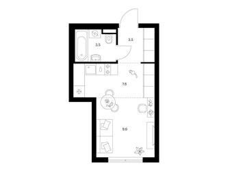 Планировка студии(квартира) площадью 24.2 квадратных метров в ЖК “ЖК Ильинские луга”