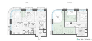 Планировка трехкомнатной(квартира) площадью 84.72 квадратных метров в “Квартал Тишинский Бульвар”