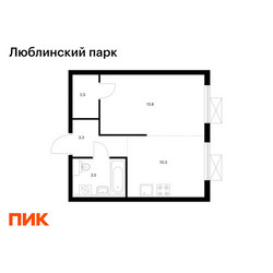 Планировка однокомнатной(квартира) площадью 33.4 квадратных метров в ЖК “ЖК Люблинский парк”