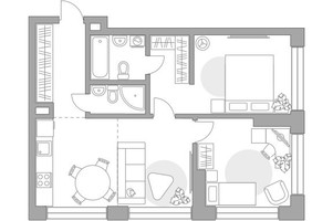 Планировка трехкомнатной(квартира) площадью 60.45 квадратных метров в “ЖК Мневники от Гранель”