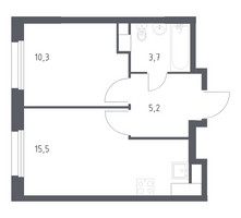 Планировка однокомнатной(квартира) площадью 34 квадратных метров в “ЖК ЭкоБунино (Южное Бунино)”