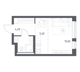 Планировка студии(квартира) площадью 24.02 квадратных метров в ЖК “ЖК Новое Видное”