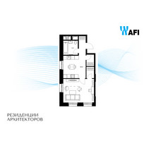 Планировка двухкомнатной(апартаменты) площадью 45.2 квадратных метров в “ЖК Резиденции Архитекторов”