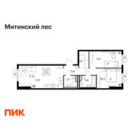 Планировка двухкомнатной(квартира) площадью 58.5 квадратных метров в “ЖК Митинский лес”