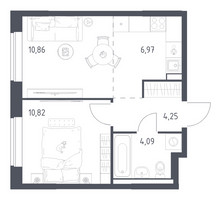 Планировка однокомнатной(квартира) площадью 36.99 квадратных метров в “ЖК Новое Видное”