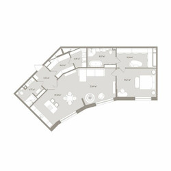 Планировка двухкомнатной(апартаменты) площадью 111.28 квадратных метров в ЖК “ЖК D'ORO MILLE (Доро Милле)”