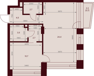 Планировка однокомнатной(квартира) площадью 49.2 квадратных метров в ЖК “ЖК Дом 7 Даниловский”