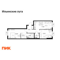 Планировка двухкомнатной(квартира) площадью 65.22 квадратных метров в “ЖК Ильинские луга”