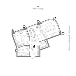 Планировка однокомнатной(квартира) площадью 54.6 квадратных метров в ЖК “ЖК Преображенская Площадь”