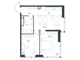 Планировка трехкомнатной(квартира) площадью 60.3 квадратных метров в “ЖК Level Мичуринский”