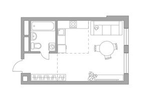 Планировка студии(квартира) площадью 28.6 квадратных метров в “ЖК Новая Алексеевская роща”