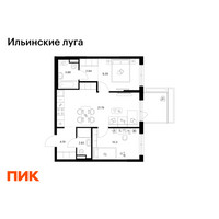 Планировка двухкомнатной(квартира) площадью 56.7 квадратных метров в “ЖК Ильинские луга”