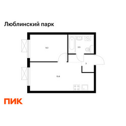 Планировка однокомнатной(квартира) площадью 31.6 квадратных метров в ЖК “ЖК Люблинский парк”
