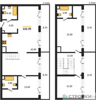 Планировка трехкомнатной(квартира) площадью 122.7 квадратных метров в “ЖК СТОУН Грэйн”