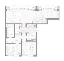 Планировка двухкомнатной(квартира) площадью 95 квадратных метров в “ЖК Николь”