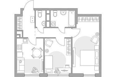 Планировка двухкомнатной(квартира) площадью 50.93 квадратных метров в ЖК “ЖК Нижегородская от Гранель”