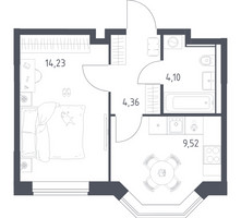 Планировка однокомнатной(квартира) площадью 32.21 квадратных метров в “ЖК Квартал Домашний”