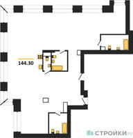 Планировка трехкомнатной(квартира) площадью 144.3 квадратных метров в “ЖК Коллекция Лужники”