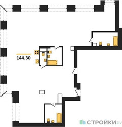Планировка трехкомнатной(квартира) площадью 144.3 квадратных метров в ЖК “ЖК Коллекция Лужники”