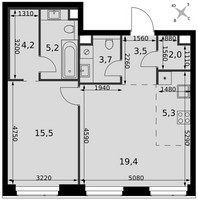 Планировка двухкомнатной(квартира) площадью 58.8 квадратных метров в “ЖК Амбер Сити”