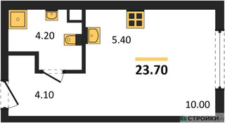 Планировка студии(квартира) площадью 23.7 квадратных метров в “ЖК Мангазея в Богородском”