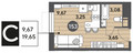Планировка студии(квартира) площадью 19.65 квадратных метров в “ЖК Публицист”