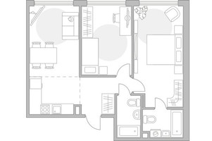 Планировка двухкомнатной(квартира) площадью 65.99 квадратных метров в “ЖК Мневники от Гранель”