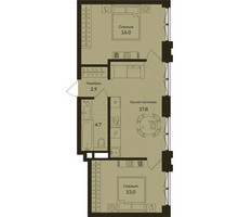 Планировка двухкомнатной(квартира) площадью 54.4 квадратных метров в “ЖК Дом на Часовой”