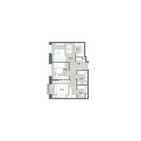 Планировка трехкомнатной(квартира) площадью 56.5 квадратных метров в “ЖК Станиславский”