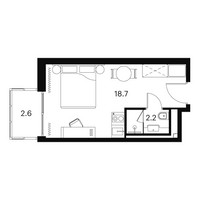 Планировка студии(апартаменты) площадью 23.5 квадратных метров в “ЖК Аквилон Signal (Аквилон Сигнал)”