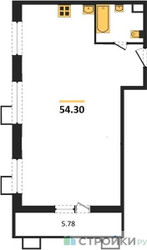 Планировка двухкомнатной(квартира) площадью 54.3 квадратных метров в ЖК “Жилые кварталы Новое Пушкино”
