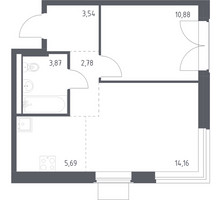 Планировка однокомнатной(квартира) площадью 40.92 квадратных метров в “ЖК Квартал Западный”