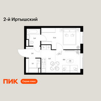 Планировка однокомнатной(квартира) площадью 36.2 квадратных метров в “ЖК 2-й Иртышский”