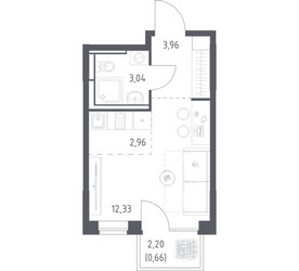 Планировка студии(квартира) площадью 22.95 квадратных метров в ЖК “ЖК Богдановский Лес”