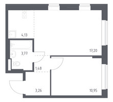Планировка однокомнатной(квартира) площадью 40.79 квадратных метров в “ЖК Подольские кварталы”