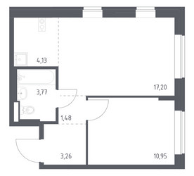 Планировка однокомнатной(квартира) площадью 40.79 квадратных метров в ЖК “ЖК Подольские кварталы”