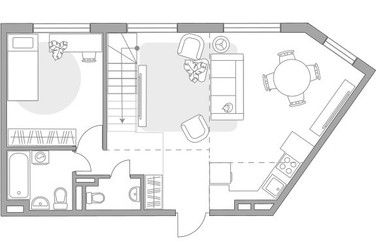 Планировка трехкомнатной(квартира) площадью 57 квадратных метров в ЖК “ЖК Аникеевский”