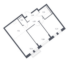 Планировка двухкомнатной(квартира) площадью 56.7 квадратных метров в “ЖК Рублевский Квартал”