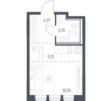 Планировка студии(квартира) площадью 22.87 квадратных метров в “ЖК Квартал Ивакино”