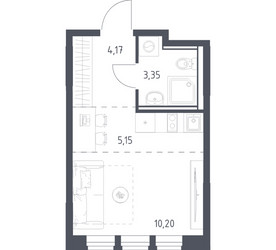 Планировка студии(квартира) площадью 22.87 квадратных метров в ЖК “ЖК Квартал Ивакино”
