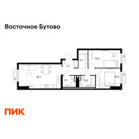 Планировка двухкомнатной(квартира) площадью 63.3 квадратных метров в “ЖК Восточное Бутово”