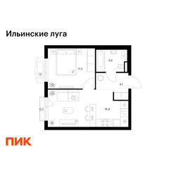 Планировка однокомнатной(квартира) площадью 36.4 квадратных метров в ЖК “ЖК Ильинские луга”