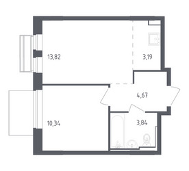 Планировка однокомнатной(квартира) площадью 35.86 квадратных метров в ЖК “ЖК Рублевский Квартал”